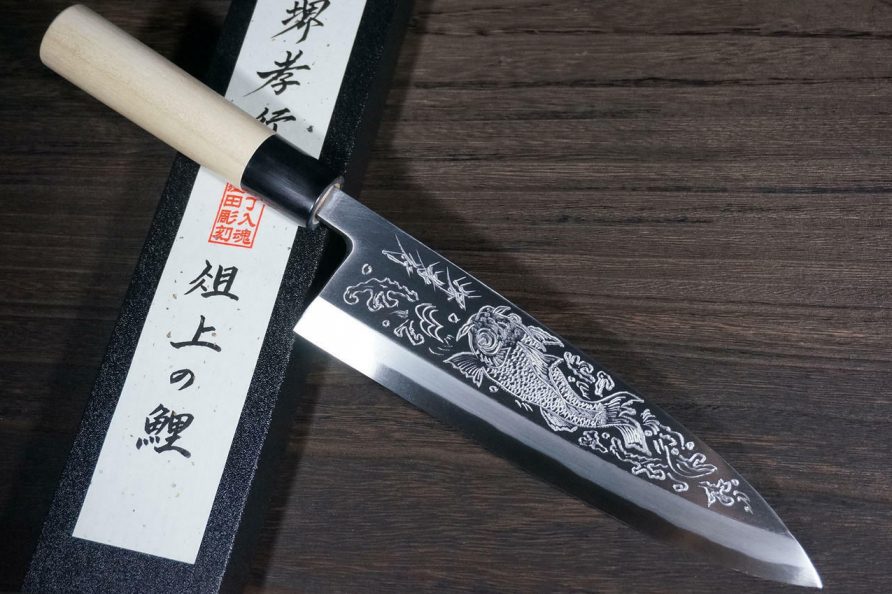 Sakai Takayuki Kasumitogi Buffalo Tsuba Engraving Knife